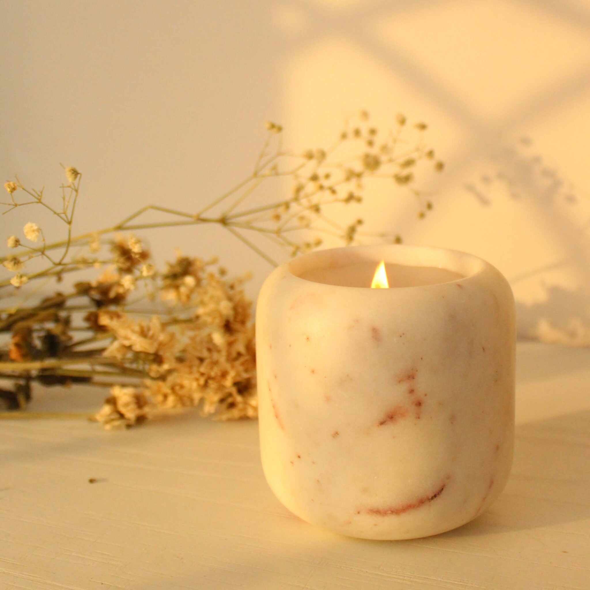 Aromatic Carrara Candle | Byora Homes | White | White Indian Marble
