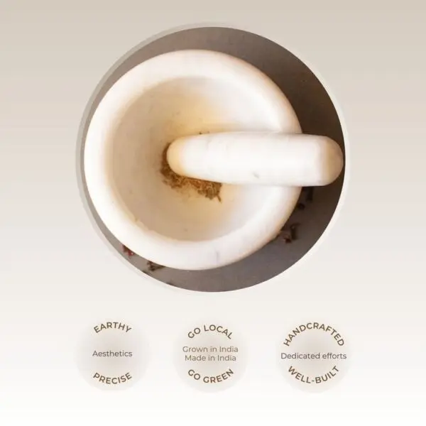 Masala Pot Mortar and Pestle | Byora Homes | White | White Indian Marble - Image 4