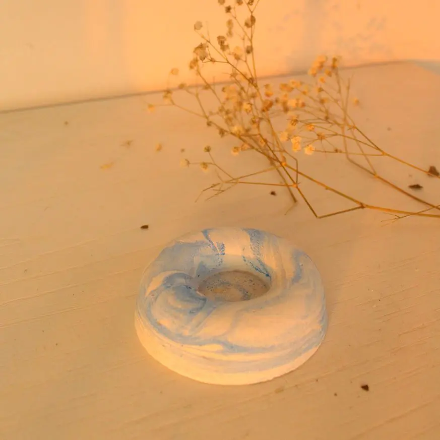 Marbling Incense Stick Holder | Byora Homes | Blue & Mauve | Concrete