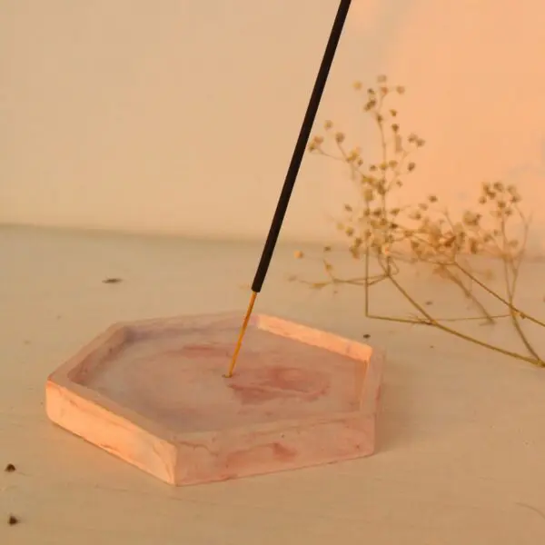 Hexad Incense Stick Holder | Byora Homes | Mauve | Concrete - Image 2