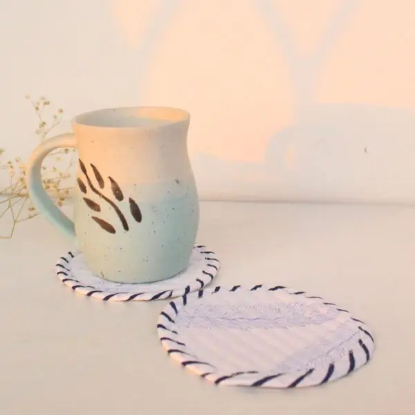 Leafy Coffee Mug | Byora Homes | Blue | Stoneware Ceramic