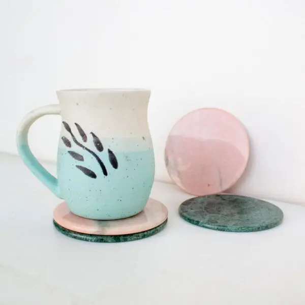 Leafy Coffee Mug | Byora Homes | Blue | Stoneware Ceramic - Image 2