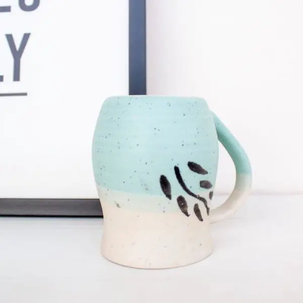 Leafy Coffee Mug | Byora Homes | Blue | Stoneware Ceramic - Image 3