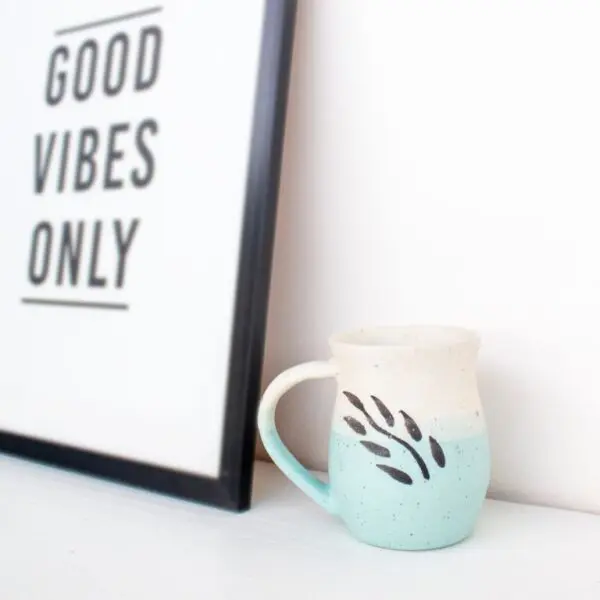 Leafy Coffee Mug | Byora Homes | Blue | Stoneware Ceramic - Image 4