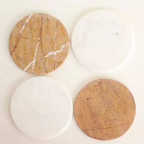 Sky and Land Coasters | Byora Homes | Beige and White | Marble | Set of 4 - Image 4