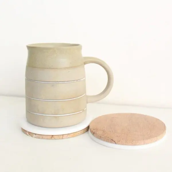 Sky and Land Coasters | Byora Homes | Beige and White | Marble | Set of 4 - Image 3
