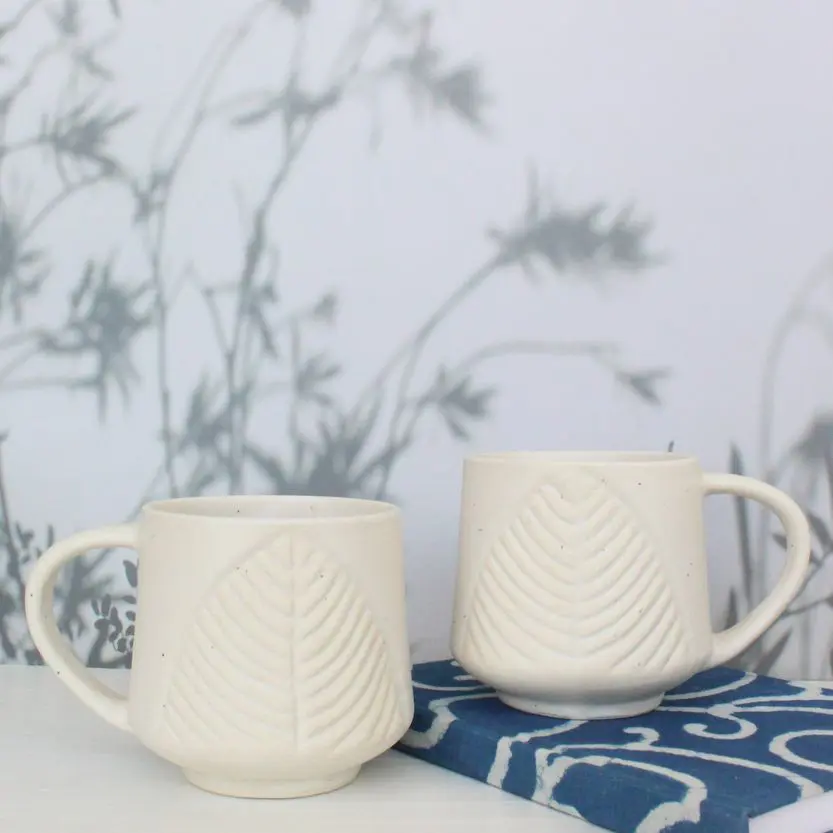 Freezy Cups | Byora Homes | Beige | Stoneware Ceramic | Set of 2