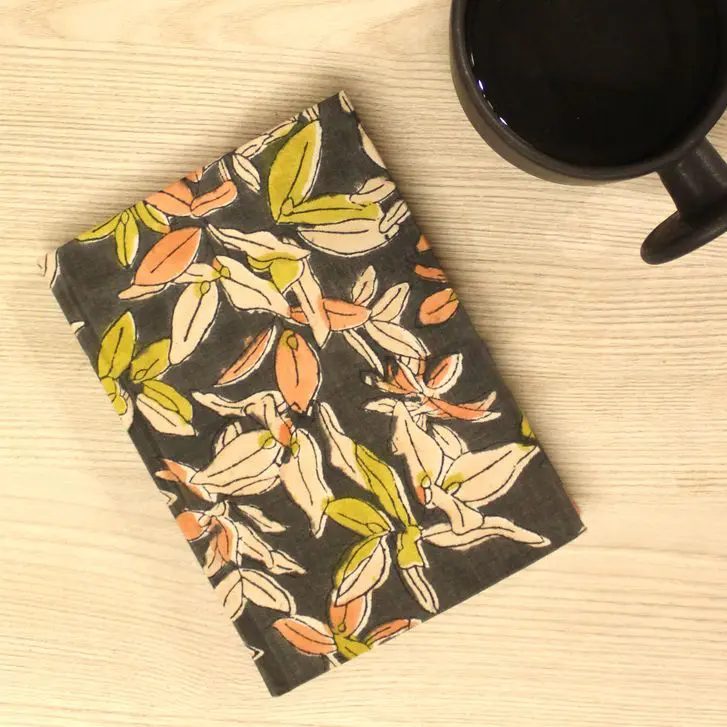 Black Floral Print Textile Diary | Black