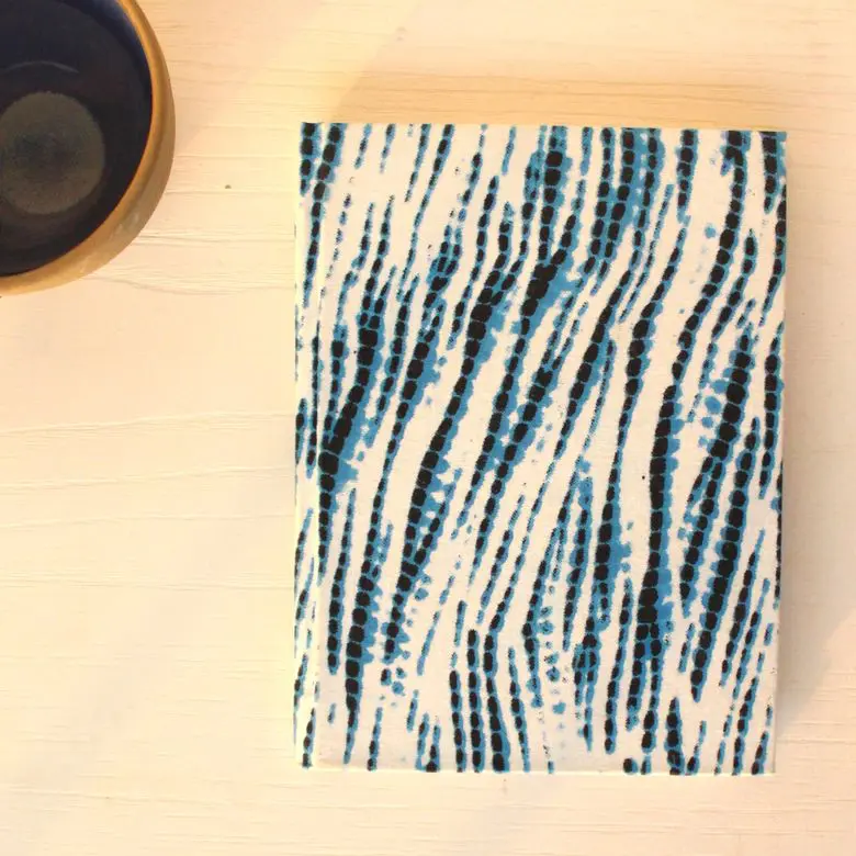 Blue Waves Printed Textile Diary | Blue & White