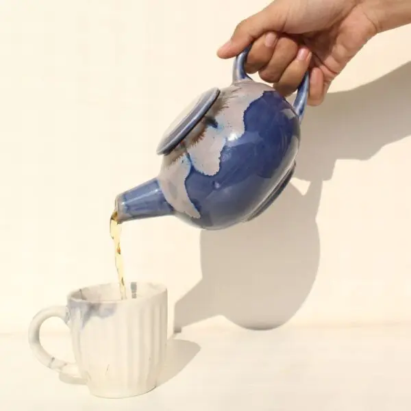 Splashes Tea Kettle | Byora Homes | Blue | Stoneware Ceramic - Image 2