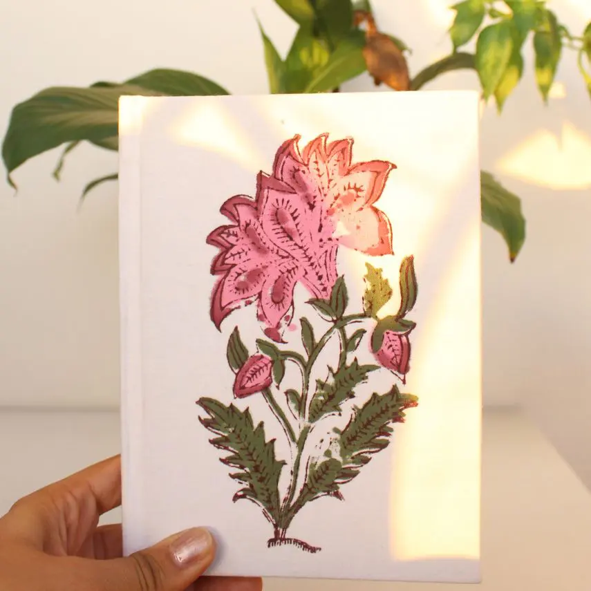 The Lotus Print Textile Diary | White & Pink