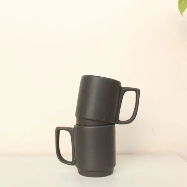 Mini Black Mug | Byora Homes | Black | Stoneware Ceramic | Set of 2 | Set of 4 - Image 2