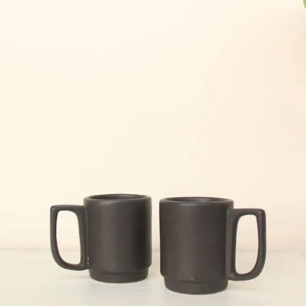 Mini Black Mug | Byora Homes | Black | Stoneware Ceramic | Set of 2 | Set of 4