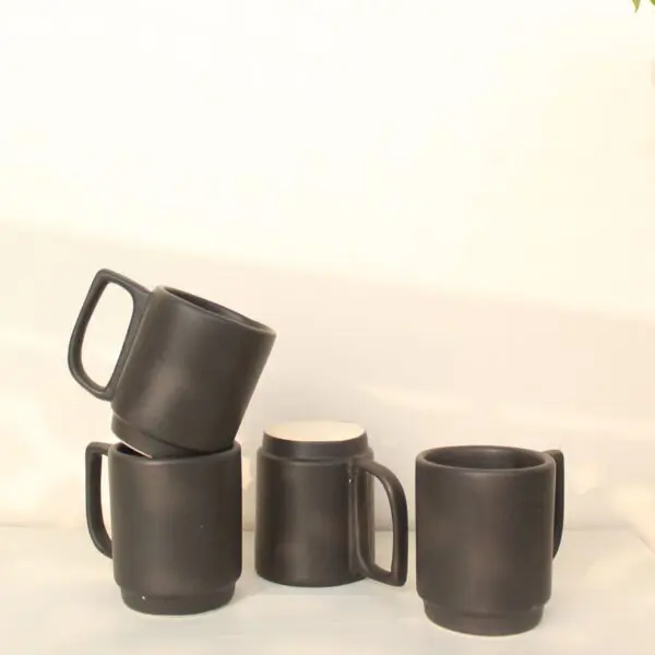 Mini Black Mug | Byora Homes | Black | Stoneware Ceramic | Set of 2 | Set of 4 - Image 4