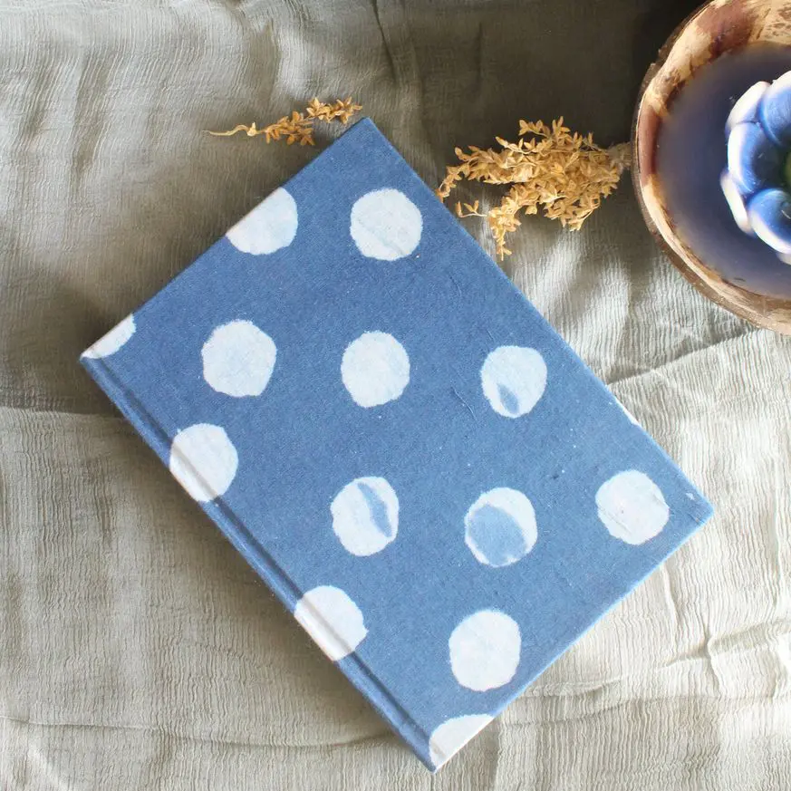 Polka Print Indigo Textile Diary | Indigo