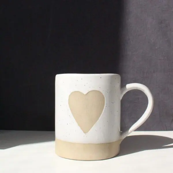 Hearts Mug | Byora Homes | Beige | Stoneware Ceramic - Image 4
