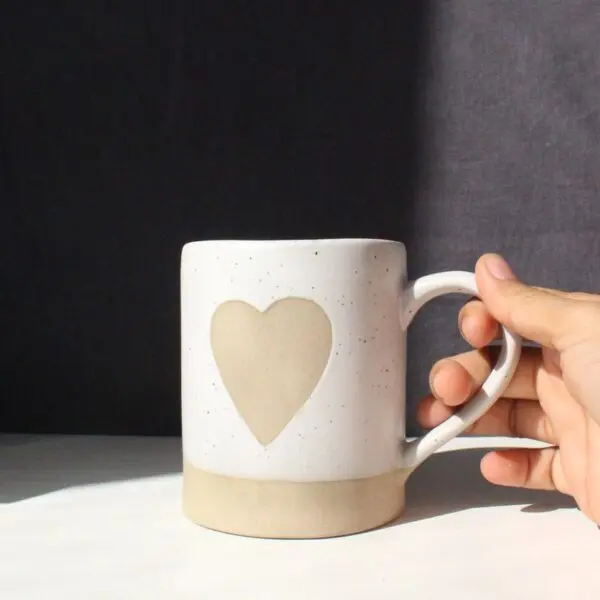 Hearts Mug | Byora Homes | Beige | Stoneware Ceramic - Image 3