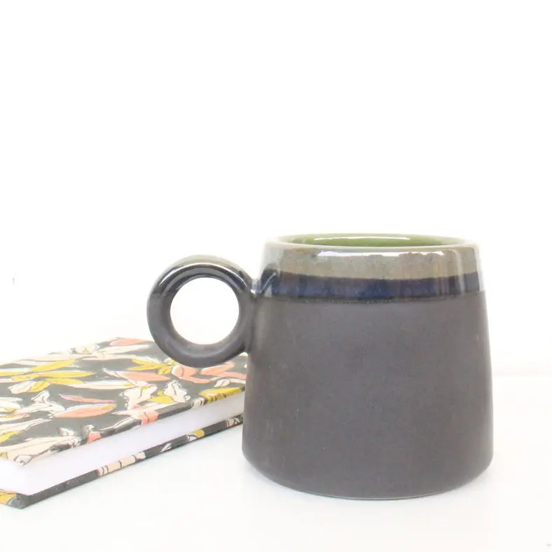 Blue and Green on the Rim Mug | Byora Homes | Blue, Green, Black | Stoneware Ceramic