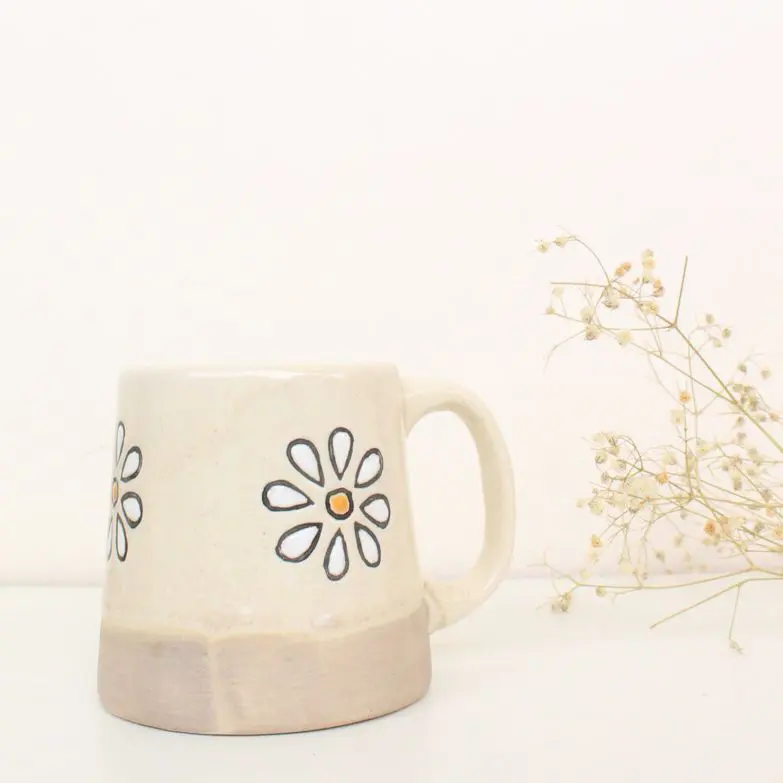 Flora Love Mug | Byora Homes | Beige | Stoneware Ceramic