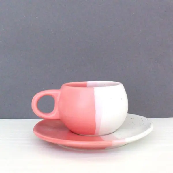 Baby Sphere Cup and Saucer | Byora Homes | Pink & White | Stoneware Ceramic - Image 5