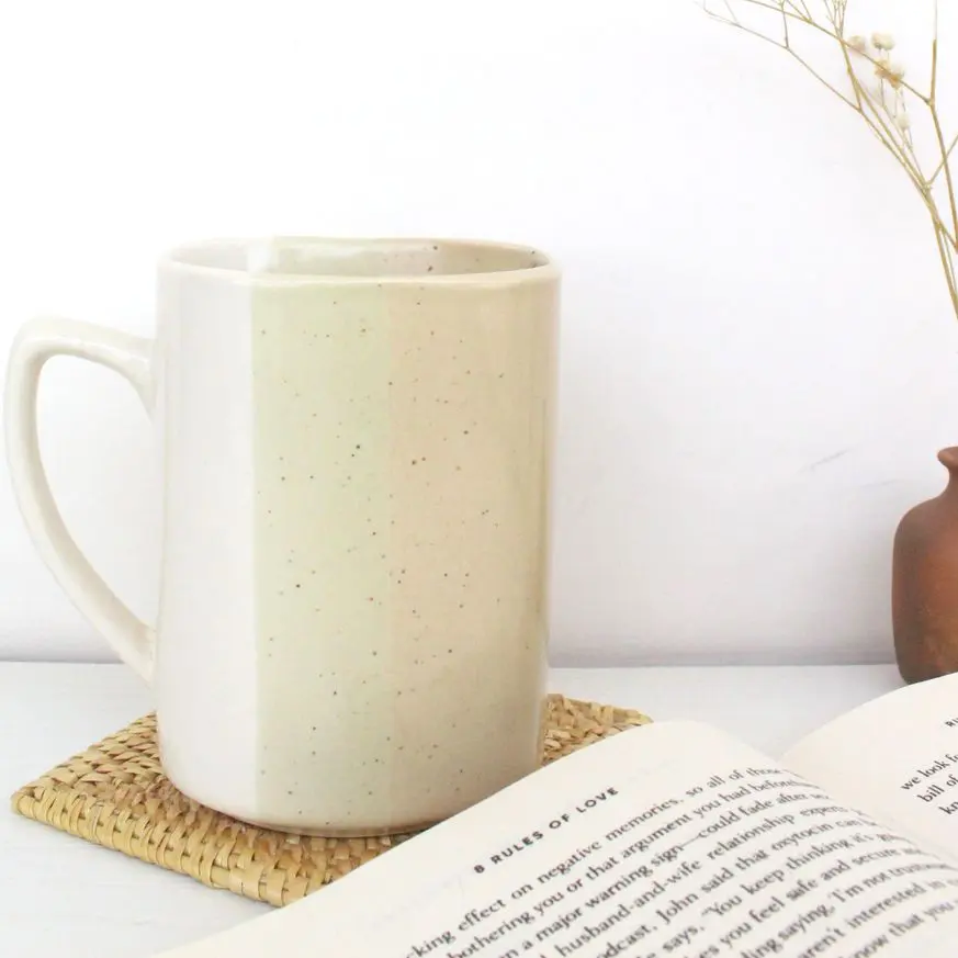 Beige Ombre Mug | Byora Homes | Beige & Off-white | Stoneware Ceramic