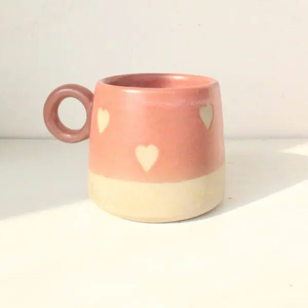 Peachy Flying Hearts Mug | Byora Homes | Peach | Stoneware Ceramic - Image 3