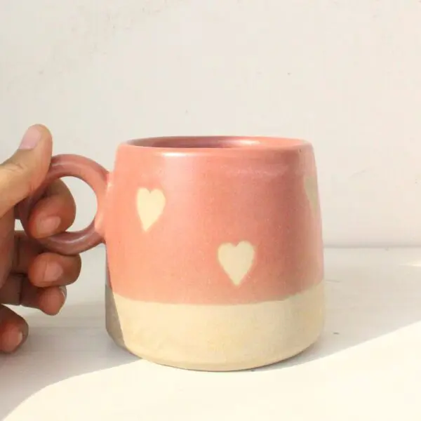 Peachy Flying Hearts Mug | Byora Homes | Peach | Stoneware Ceramic - Image 2