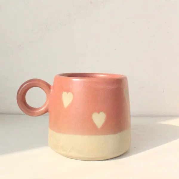 Peachy Flying Hearts Mug | Byora Homes | Peach | Stoneware Ceramic