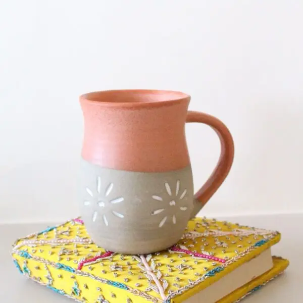 Earthy Coral Mug | Byora Homes | Orange | Stoneware Ceramic - Image 3