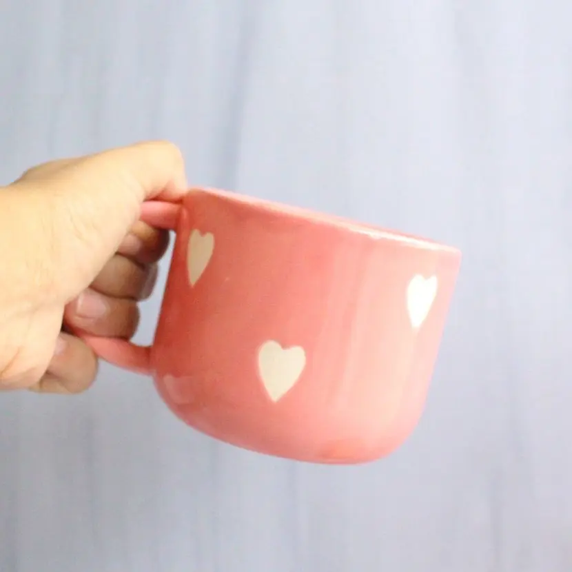 Pink Hearts Mug | Byora Homes | Pink | Stoneware Ceramic