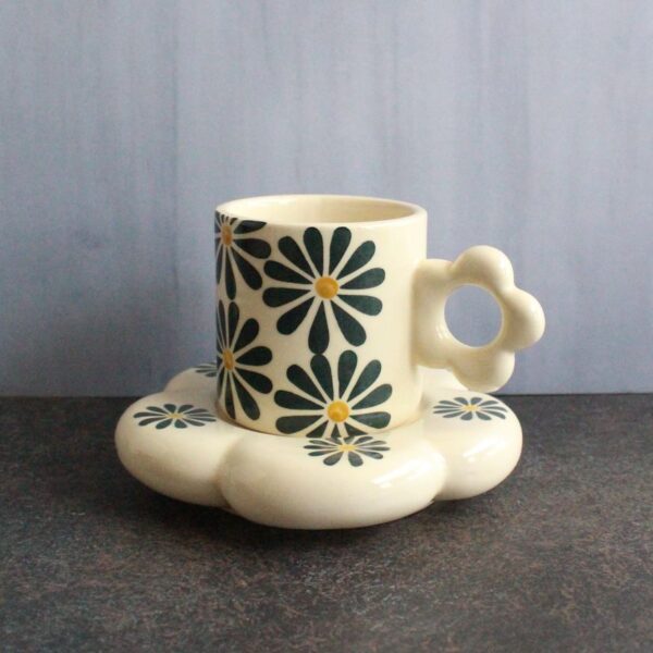 Evergreen Flora Mug and Saucer | Byora Homes | Evergreen | Stoneware Ceramic