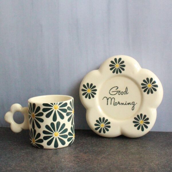Evergreen Flora Mug and Saucer | Byora Homes | Evergreen | Stoneware Ceramic - Image 3