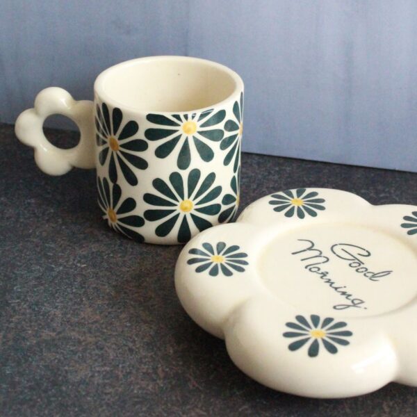 Evergreen Flora Mug and Saucer | Byora Homes | Evergreen | Stoneware Ceramic - Image 4