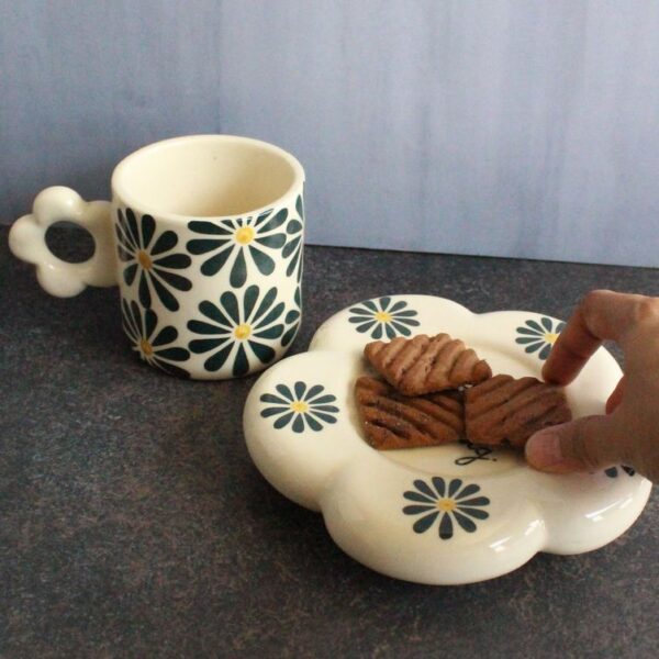 Evergreen Flora Mug and Saucer | Byora Homes | Evergreen | Stoneware Ceramic - Image 2