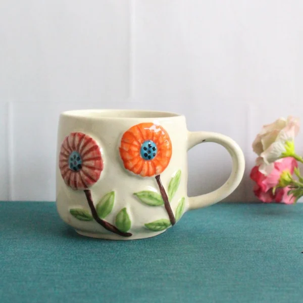 Daisy Latte Mug | Byora Homes | Multicolor | Stoneware Ceramic