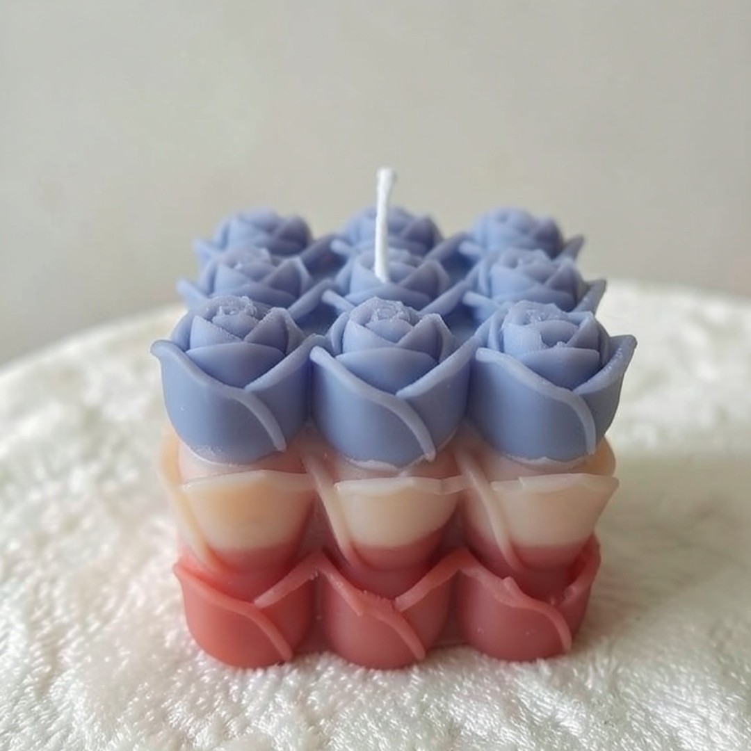 Rose Layered Candle | Byora Homes | Multicolor | Soy Wax