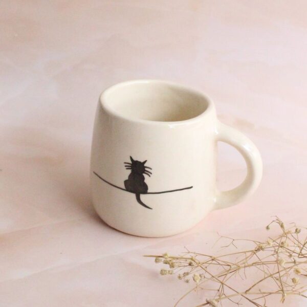 Purrs and Paws Mug | Byora Homes | Black & Beige | Stoneware Ceramic - Image 2