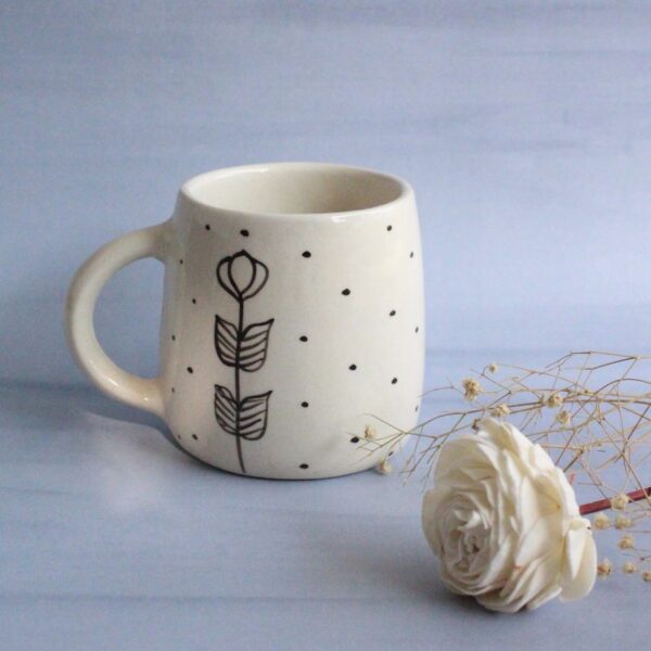 Soft Bloom Mug | Byora Homes | Beige & Black | Stoneware Ceramic - Image 4