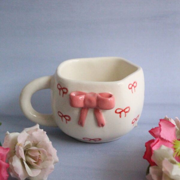 Pinks and Bows Mug | Byora Homes | Pink | Stoneware Ceramic