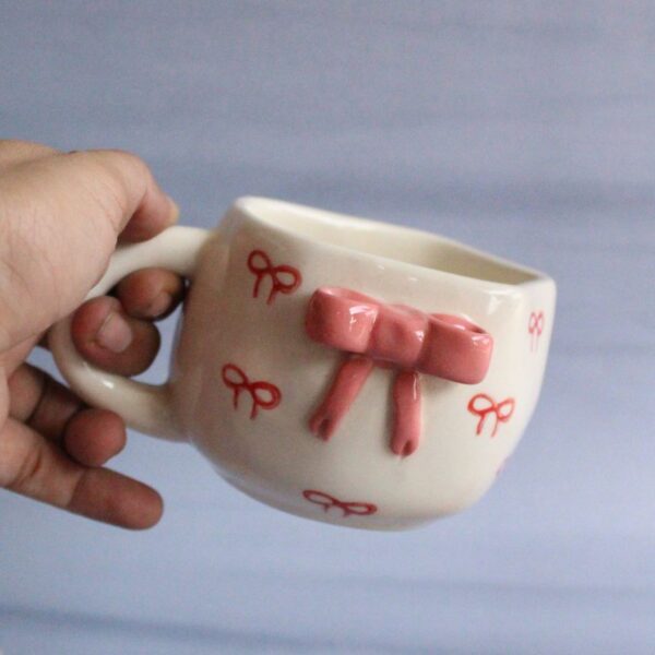 Pinks and Bows Mug | Byora Homes | Pink | Stoneware Ceramic - Image 2