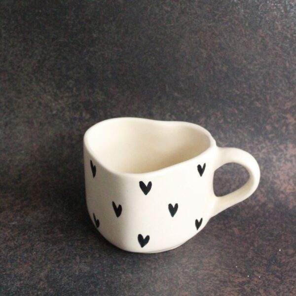 Midnight Hearts Mug | Byora Homes | Black & Beige | Stoneware Ceramic - Image 5
