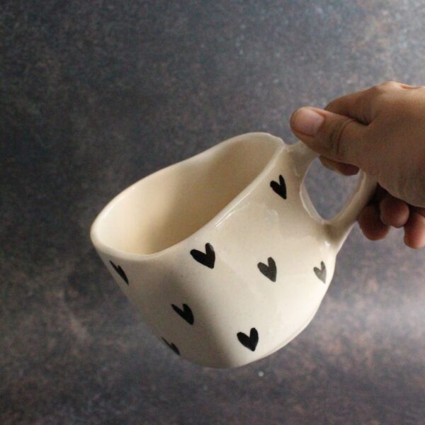 Midnight Hearts Mug | Byora Homes | Black & Beige | Stoneware Ceramic - Image 4