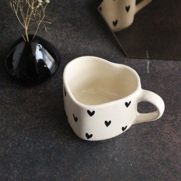 Midnight Hearts Mug | Byora Homes | Black & Beige | Stoneware Ceramic - Image 2