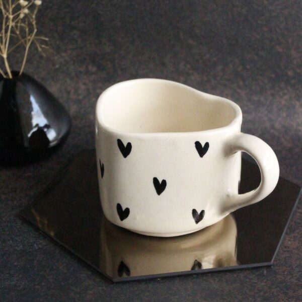 Midnight Hearts Mug | Byora Homes | Black & Beige | Stoneware Ceramic