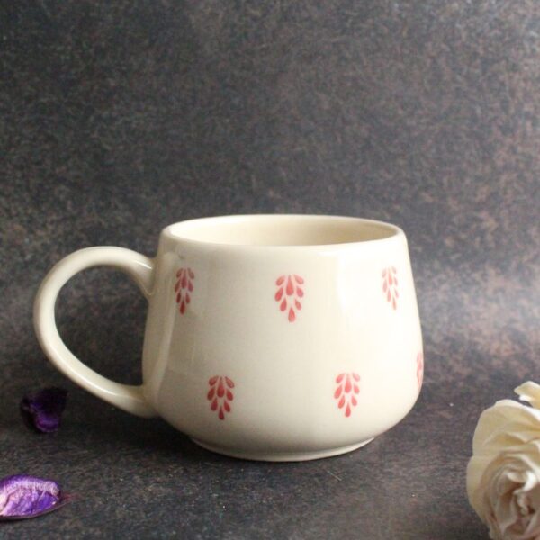 Leaf and Latte 2.0 Mug | Byora Homes | Pink & Beige | Stoneware Ceramic