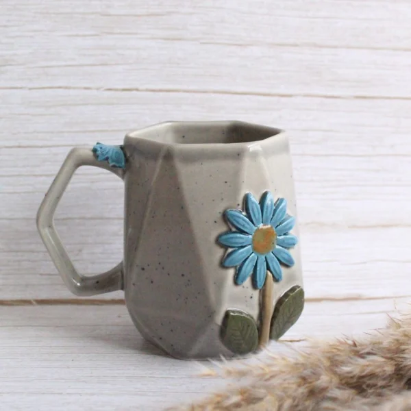 Geometric Mug | Byora Homes | Gray | Stoneware Ceramic - Image 3