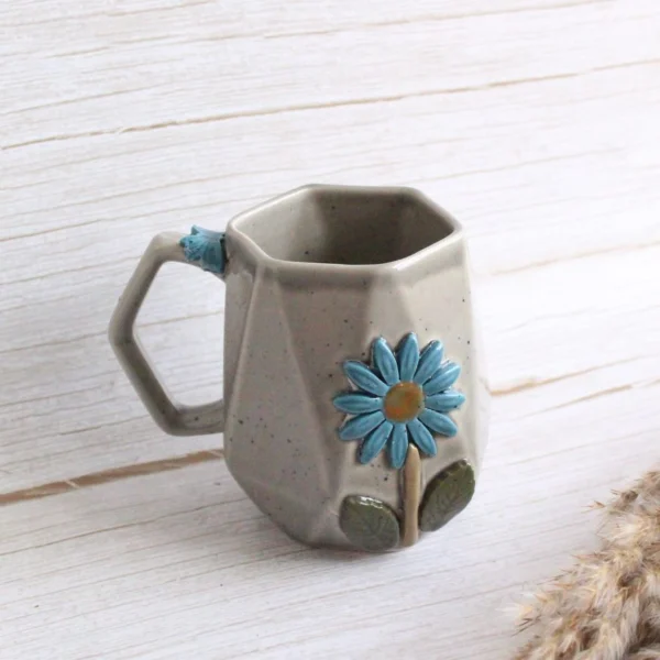 Geometric Mug | Byora Homes | Gray | Stoneware Ceramic - Image 2