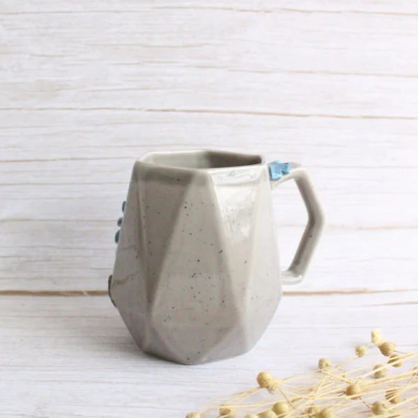Geometric Mug | Byora Homes | Gray | Stoneware Ceramic - Image 5