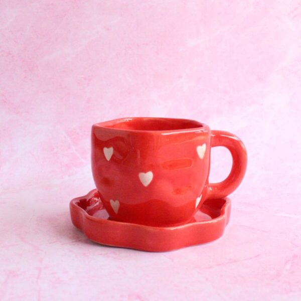 Berry Red Cup and Saucer | Byora Homes | Red | Stoneware Ceramic