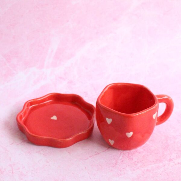 Berry Red Cup and Saucer | Byora Homes | Red | Stoneware Ceramic - Image 2